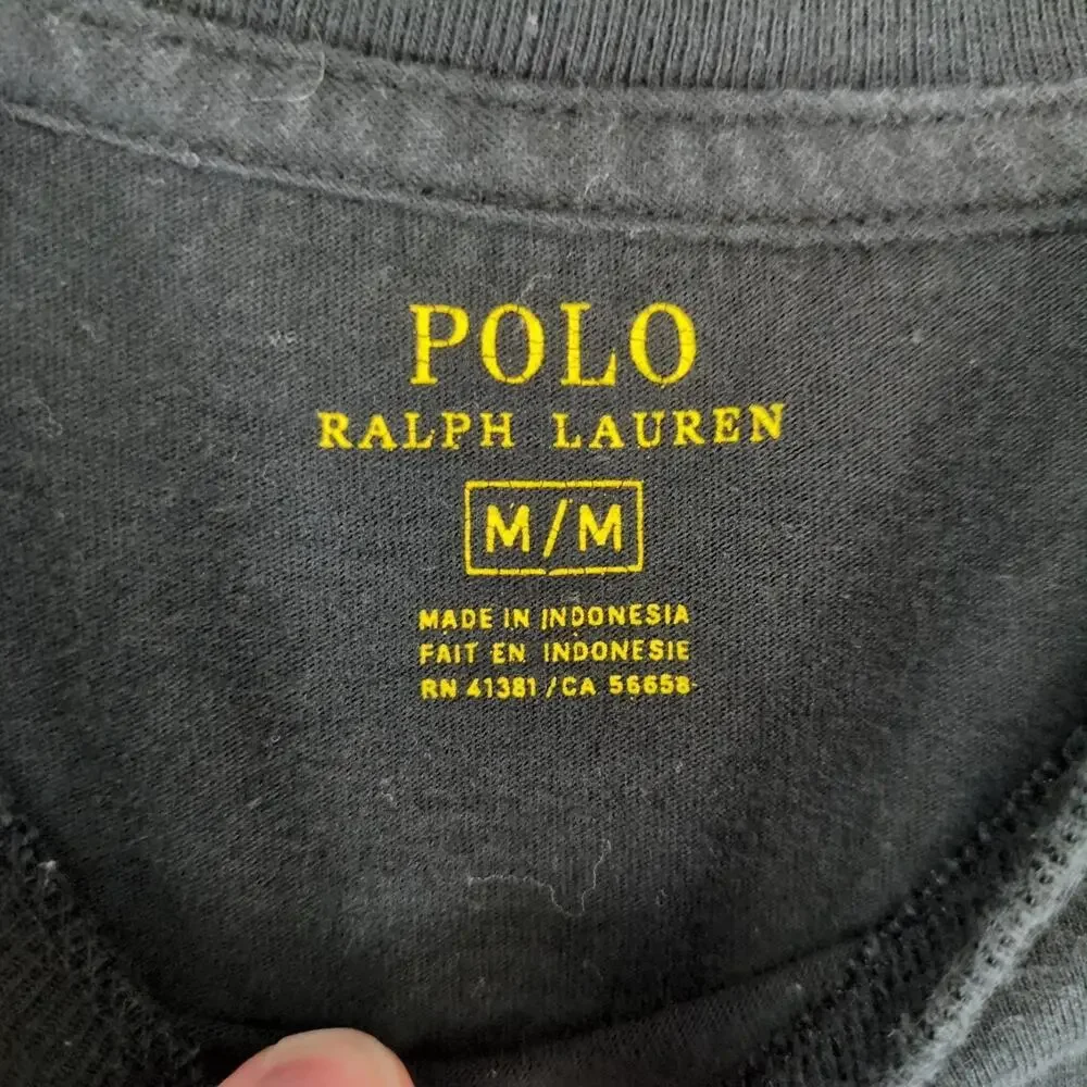 Polo‎ Ralph Lauren Men's M Black T-Shirt Red Pony Logo Short Sleeve Y2K Preppy